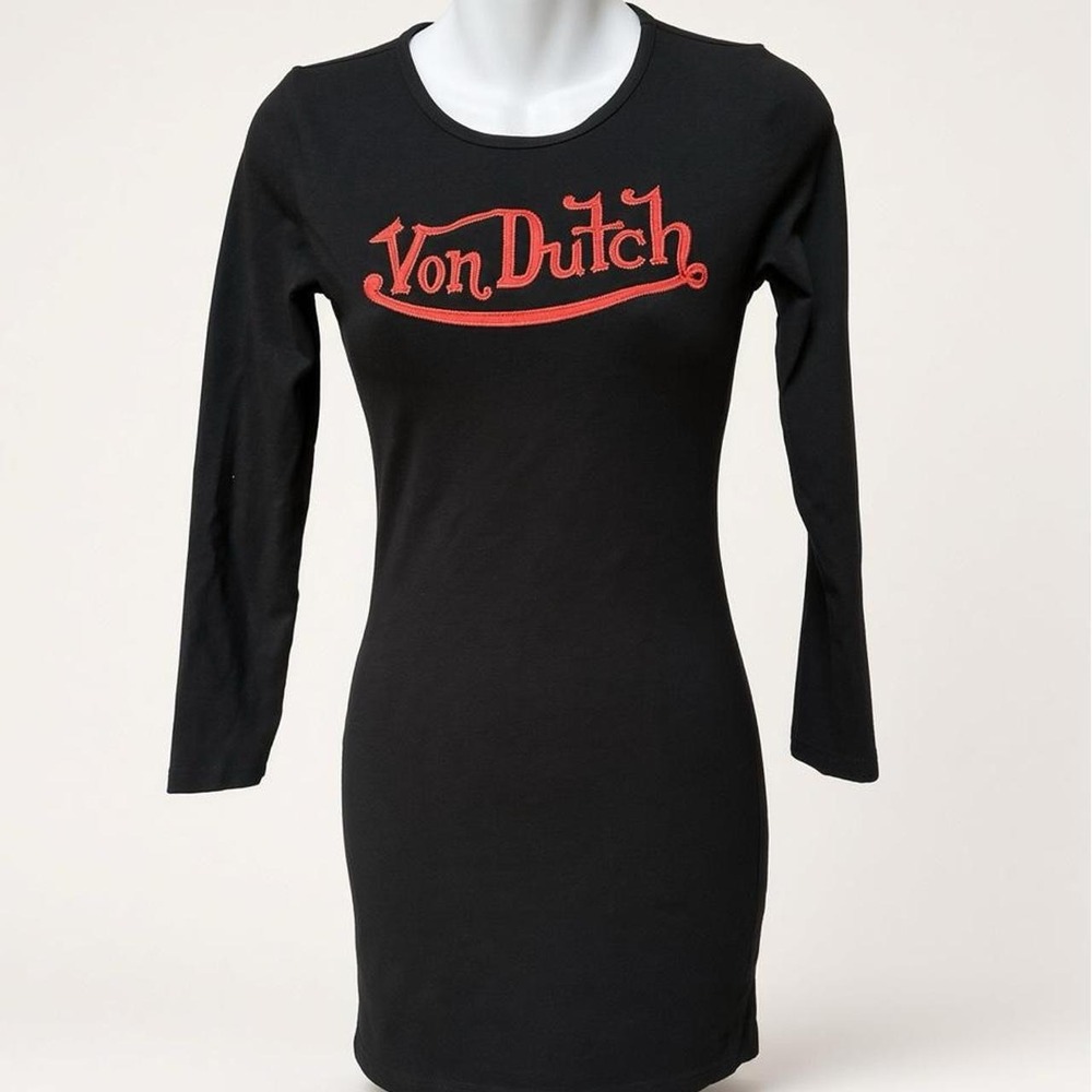 Von Dutch black embroidered mini dress M